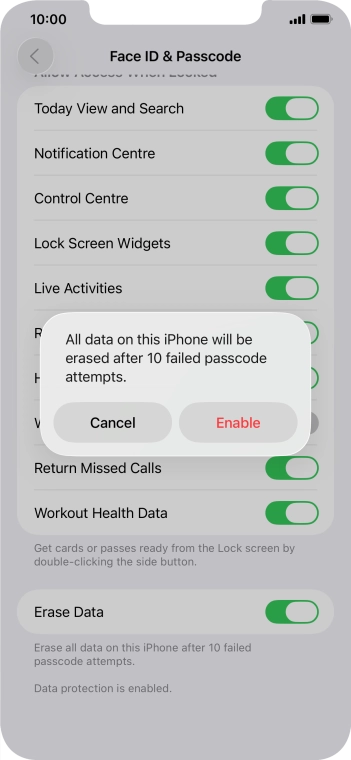 If you turn on the function, press Enable.