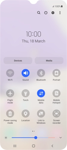 Press the flight mode icon to turn the function on or off.