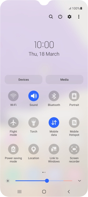 Press the flight mode icon to turn the function on or off.