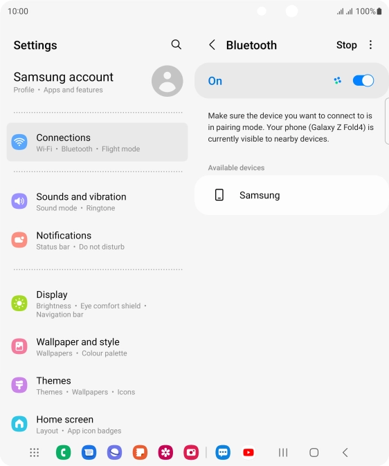 Press the required Bluetooth device and follow the instructions on the screen to pair the device with your phone.
