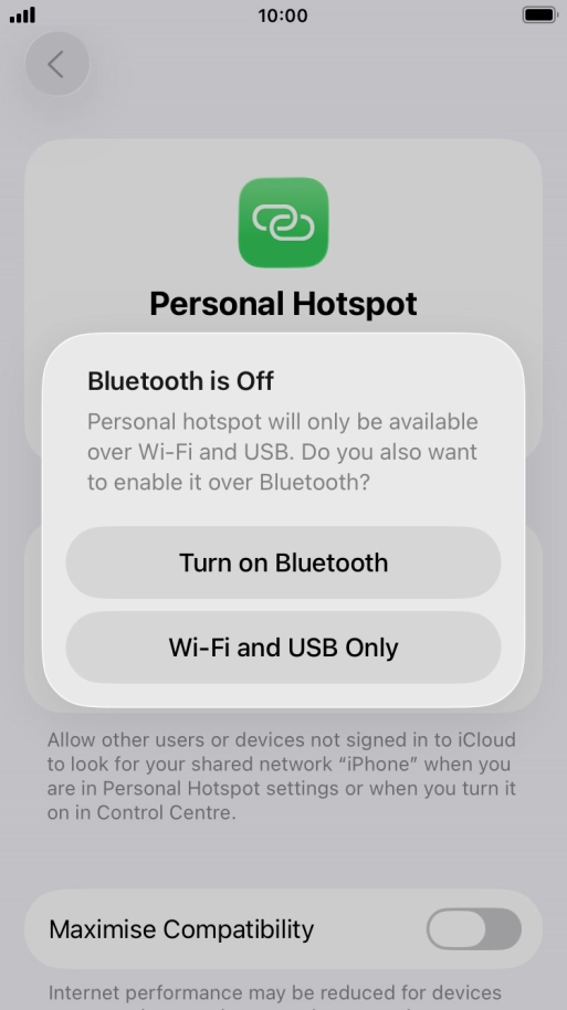 If Wi-Fi is turned on, press Wi-Fi and USB Only.