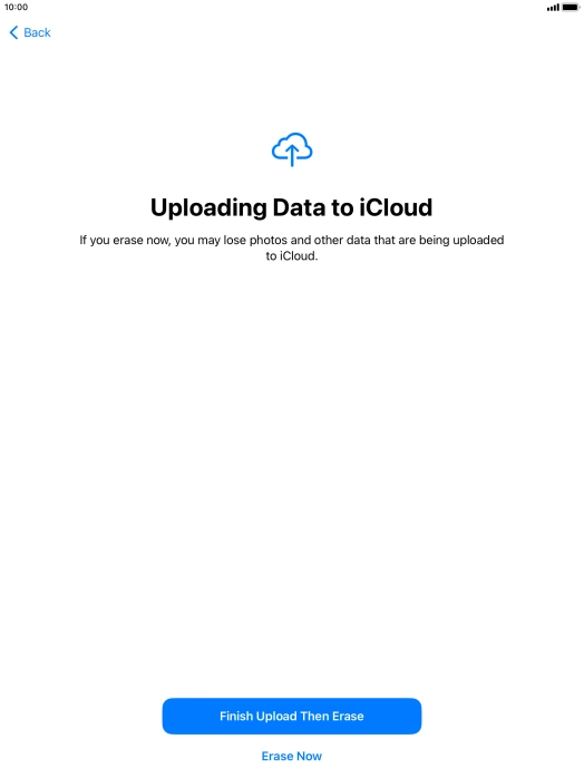 Press the required setting.