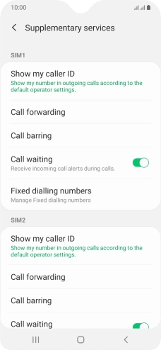 Press Call forwarding below the required SIM.