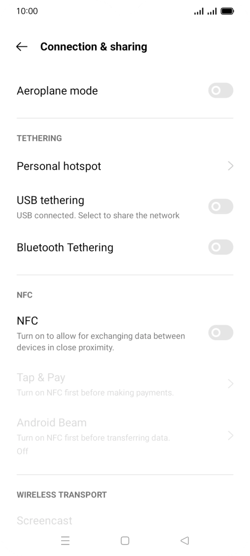 Press Personal hotspot.