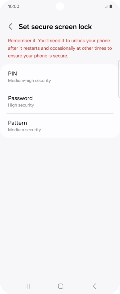 Press the required phone lock code and follow the instructions on the screen to create an additional phone lock code.
