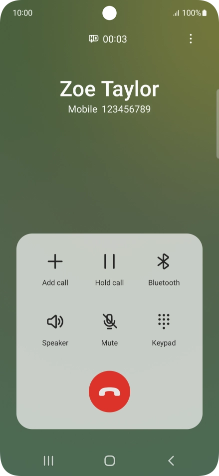 Press the end call icon.