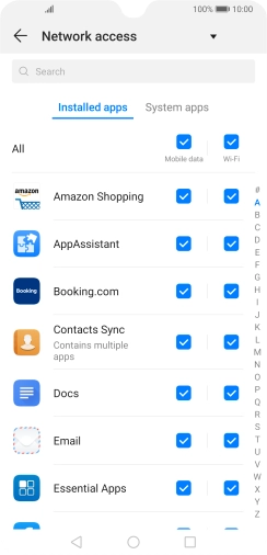 Press the field next to the application name in the 