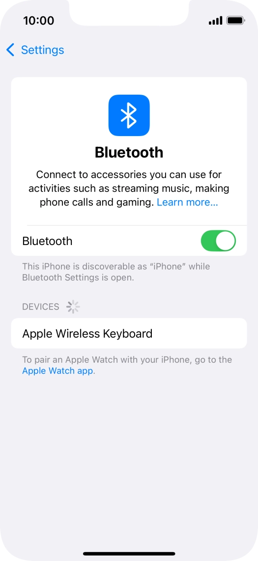 Press the required Bluetooth device and follow the instructions on the screen to pair the device with your phone.