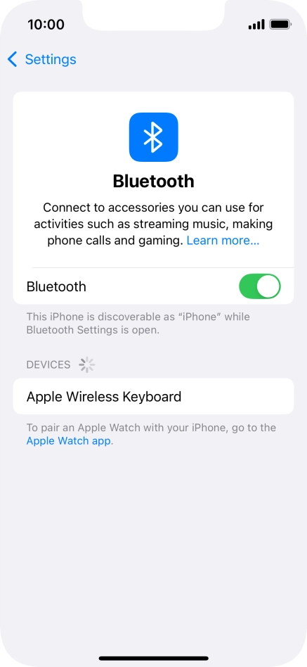 Press the required Bluetooth device and follow the instructions on the screen to pair the device with your phone.