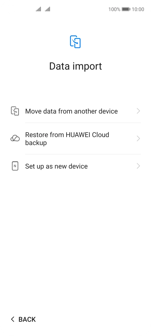 You can transfer the contents of another phone to your phone when it's activated for the first time and after a factory reset. When this screen is displayed, your phone is ready to transfer contents from another phone.