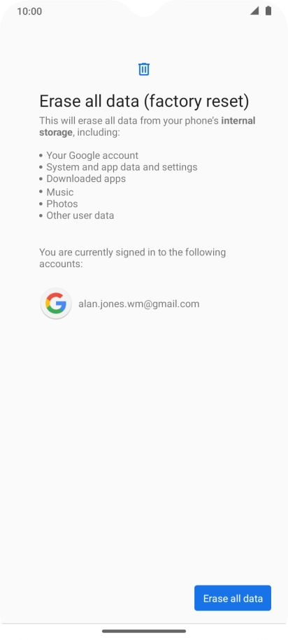 Press Erase all data.