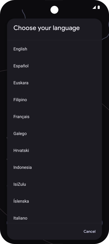 Press the required language.