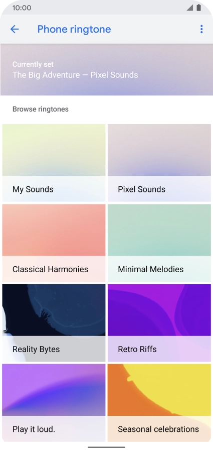 Press the required category.