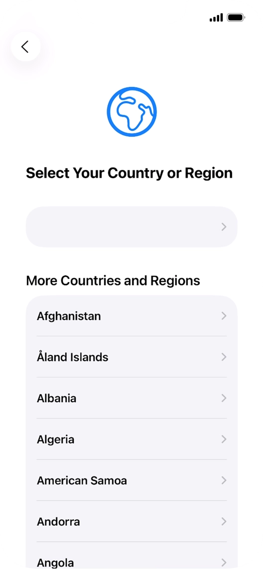 Press the required country or area.