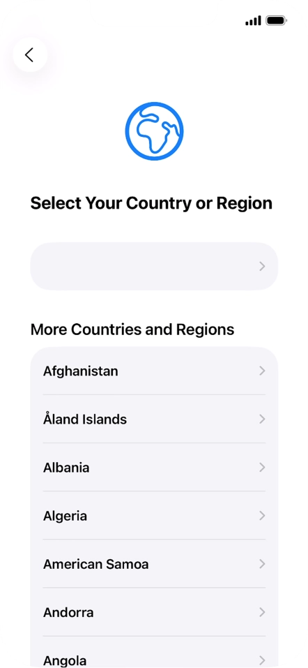 Press the required country or area.