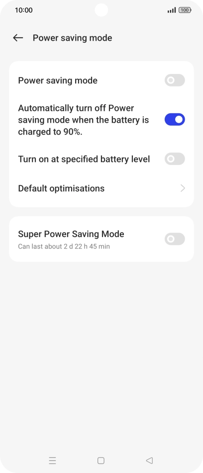 Press the indicator next to the required setting to turn on the function.
