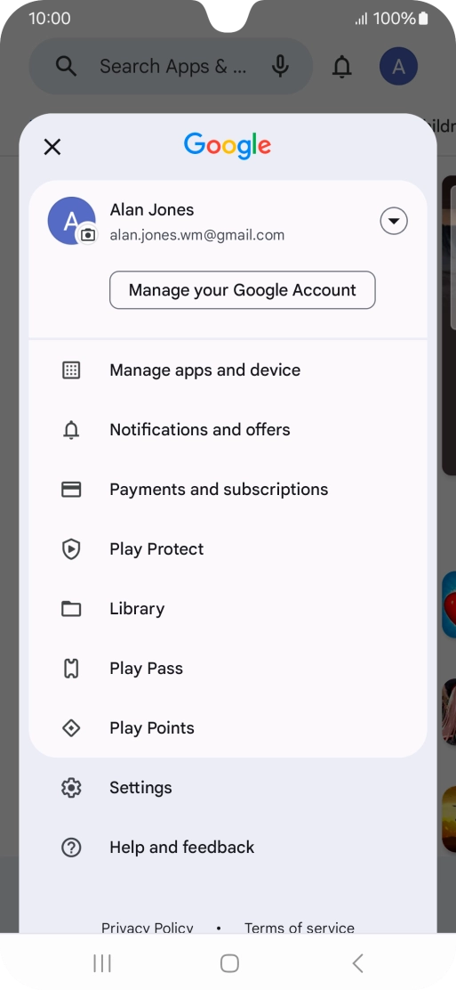 Press Manage apps and device.