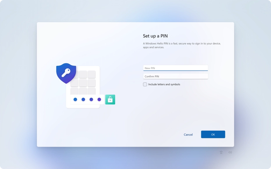 Click New PIN and key in the required PIN.