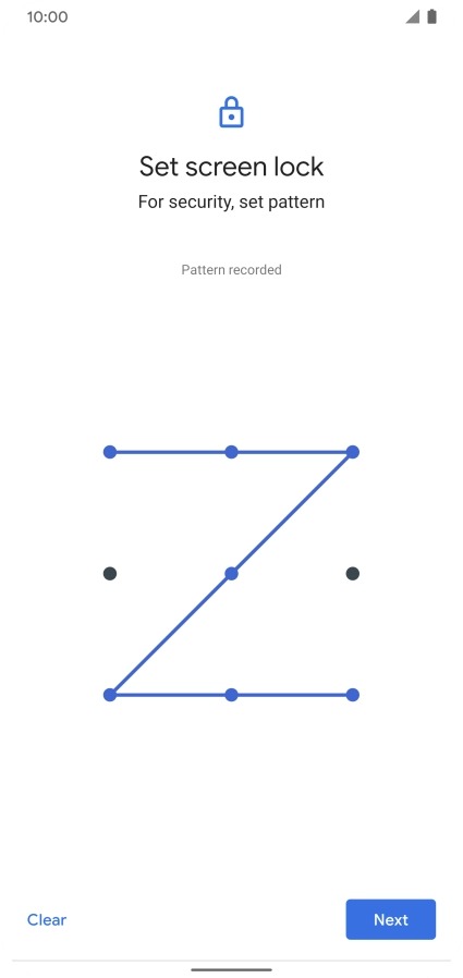 Slide your finger across the screen to connect at least four points and press Next.