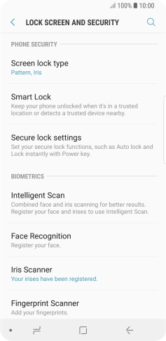 Press Screen lock type and key in the additional phone lock code you created earlier.
