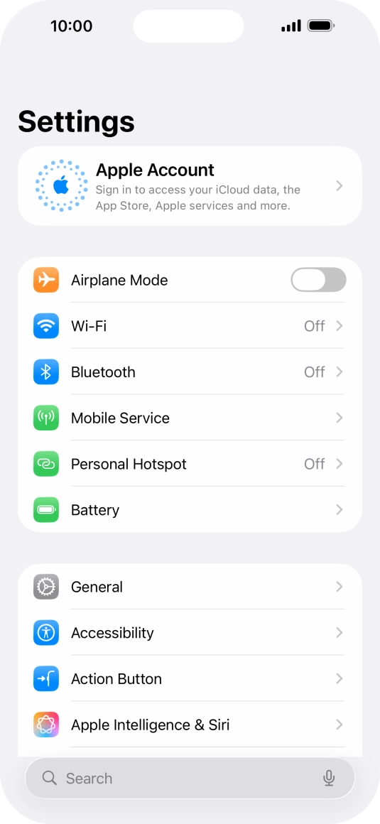 Press Apple Account.