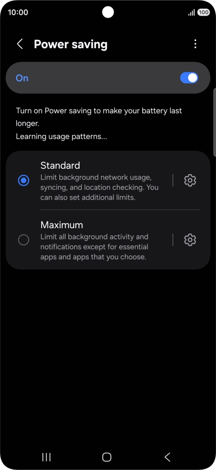 Press the indicators next to the required settings.