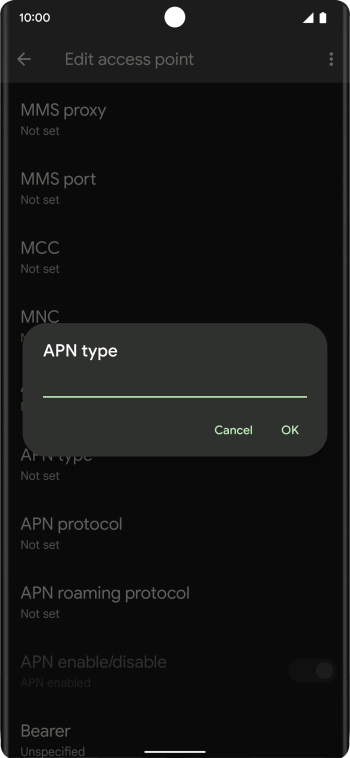 Key in default and press OK.
