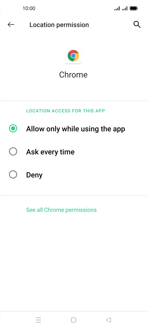 Press the required setting.