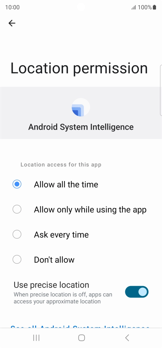 Press the required setting.