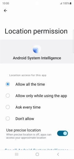 Press the required setting.