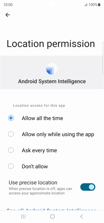 Press the required setting.