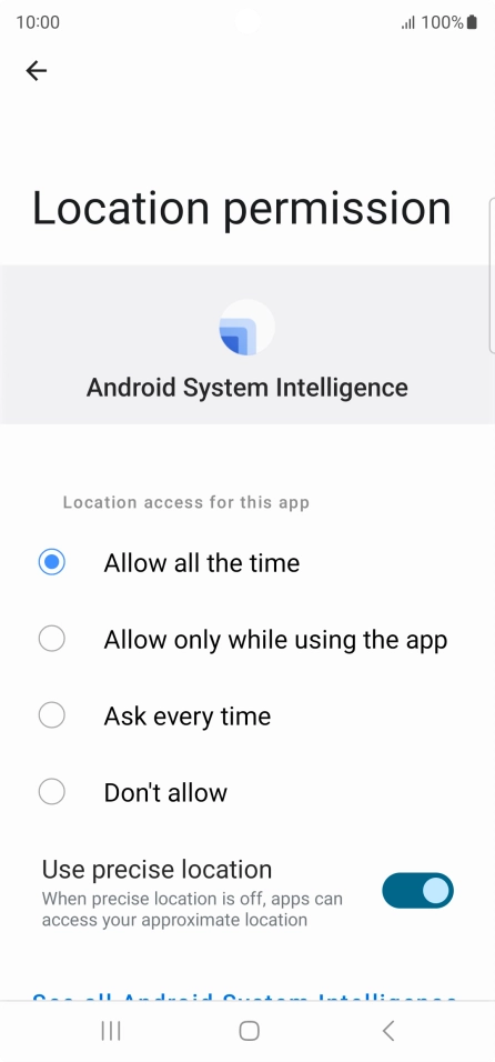 Press the required setting.