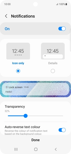 Press the required settings to turn them on or off.