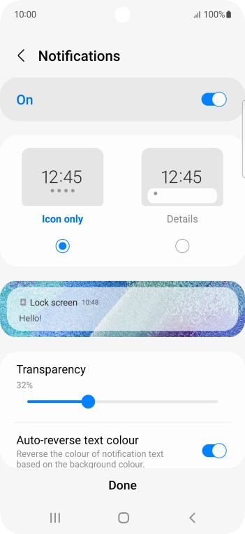 Press the required settings to turn them on or off.