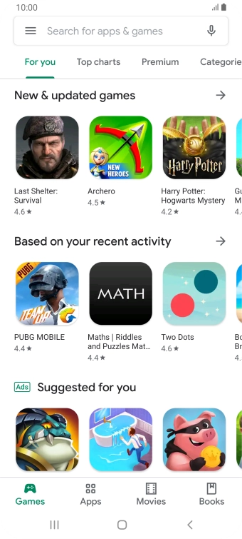 Slide your finger right starting from the left side of the screen.