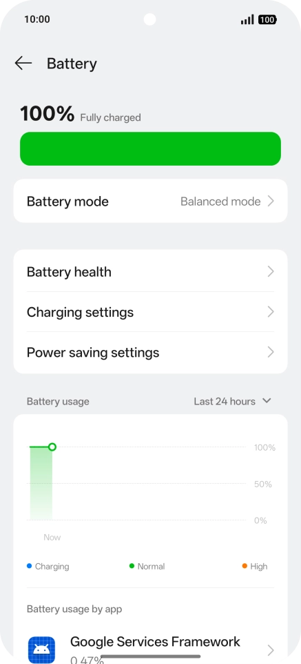 Press Battery mode.