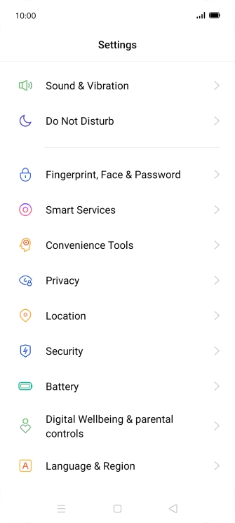 Press Fingerprint, Face & Password.