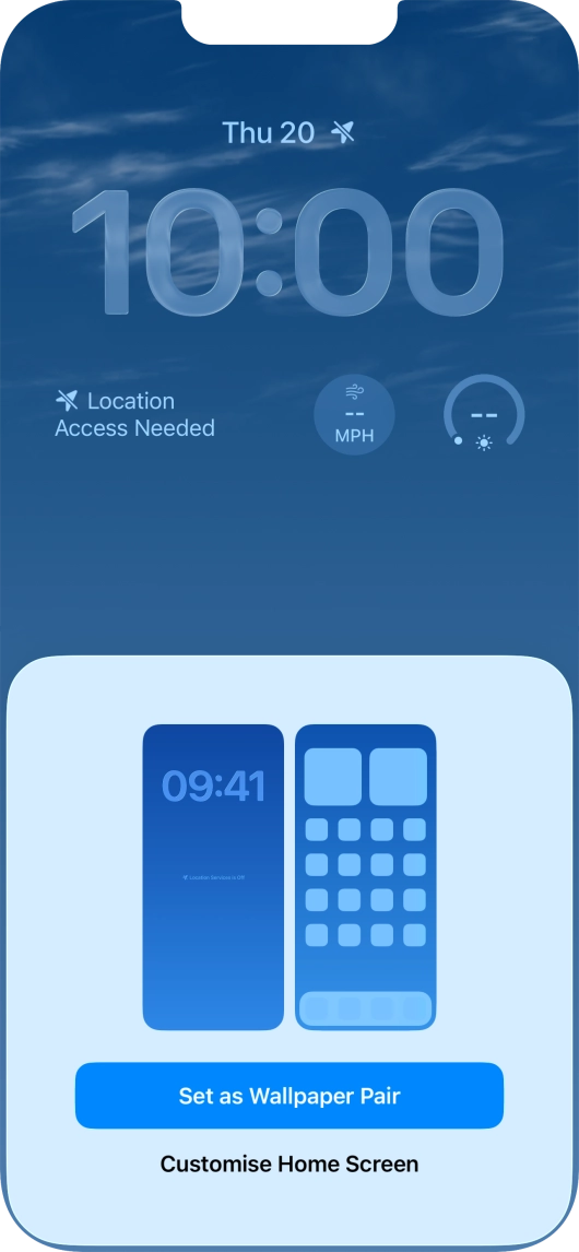 To use the same colour theme on the home screen, press Set as Wallpaper Pair.