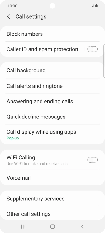 Press Supplementary services.