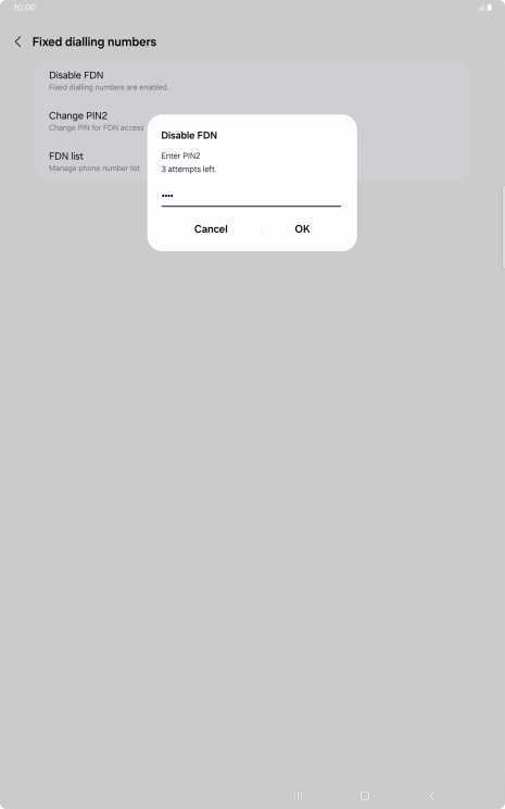 Key in your PIN2 and press OK. The default PIN2 is 0000.