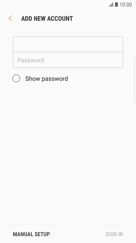 Press Password and key in the password for your email account.