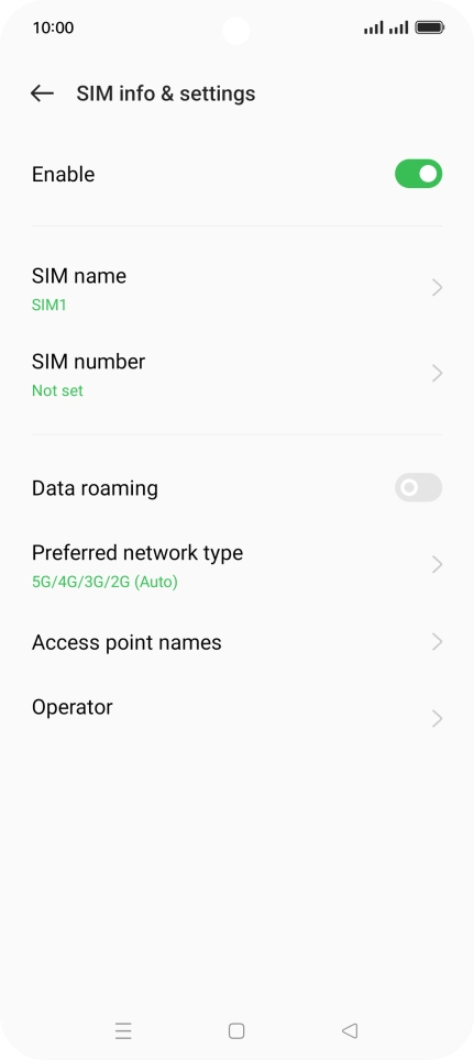 Press Preferred network type.