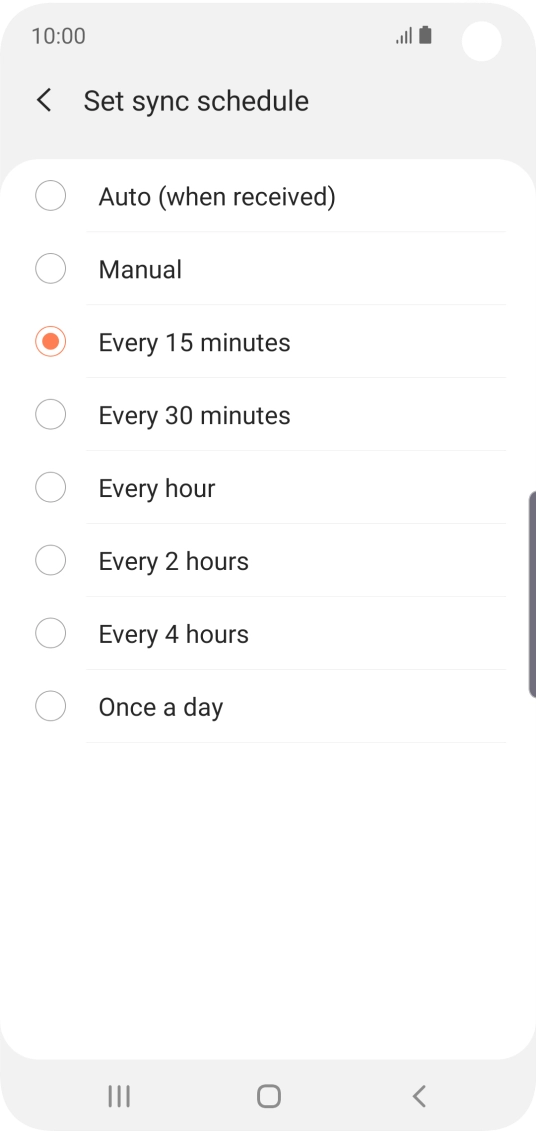 Press the required setting.