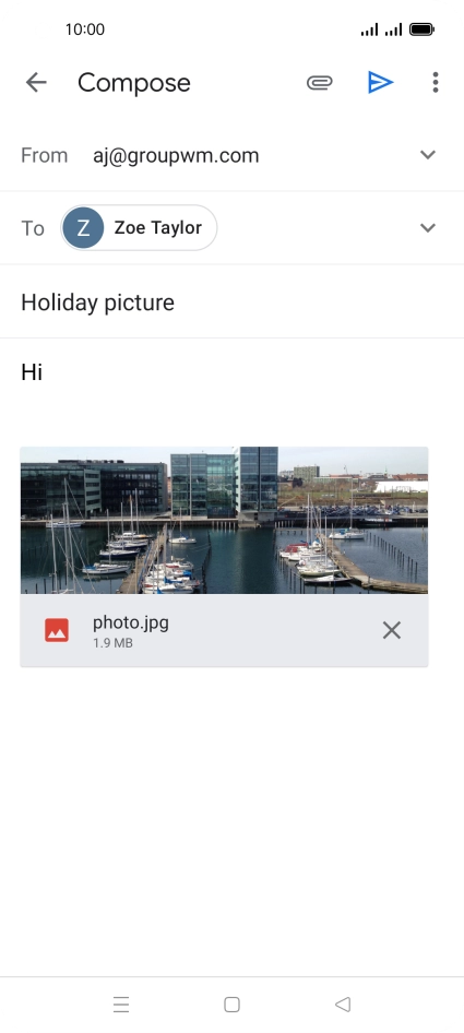Press the send icon when you've finished your email.