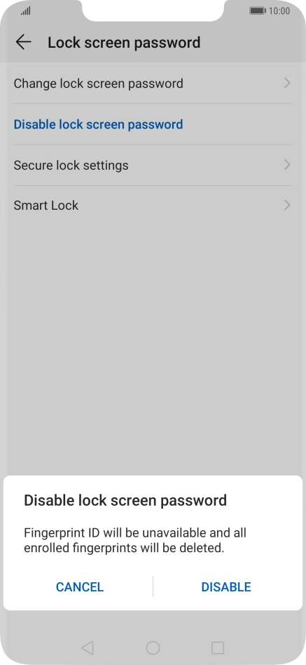 Key in the current phone lock code and press DISABLE.