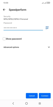 Key in the password for the Wi-Fi network and press Connect.