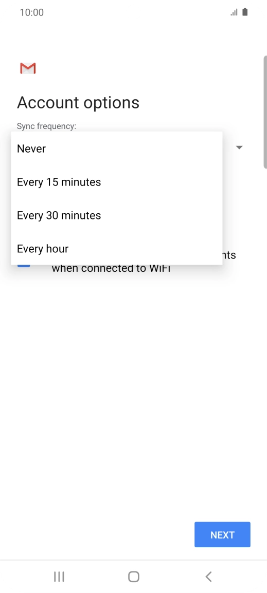 Press the required setting.