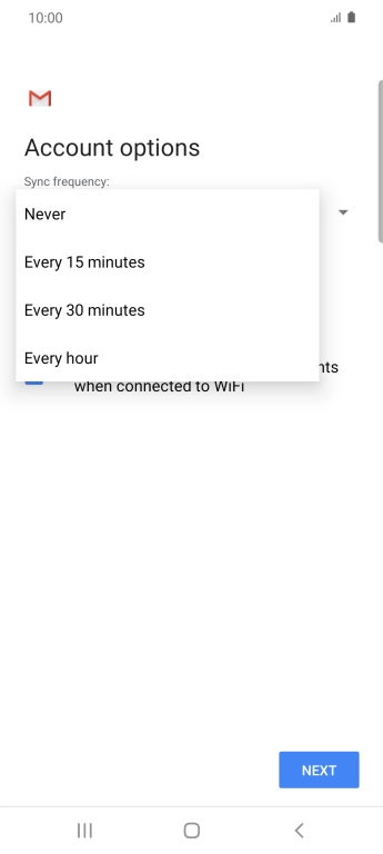 Press the required setting.