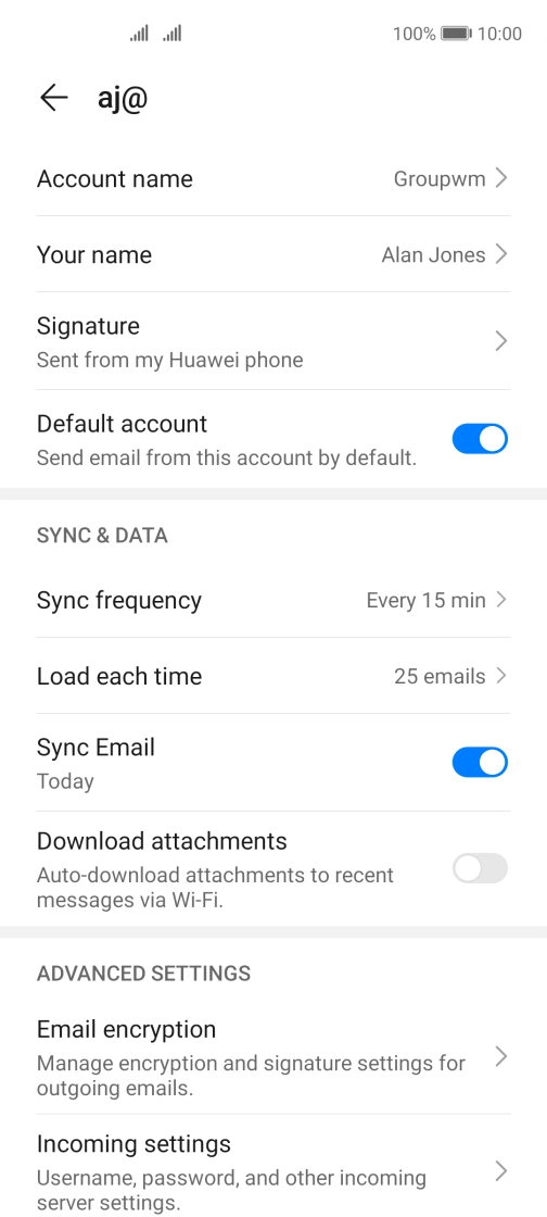 Press Account name and key in the required name.