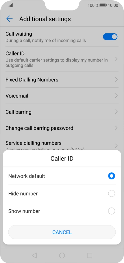 Press Show number to turn on caller identification.